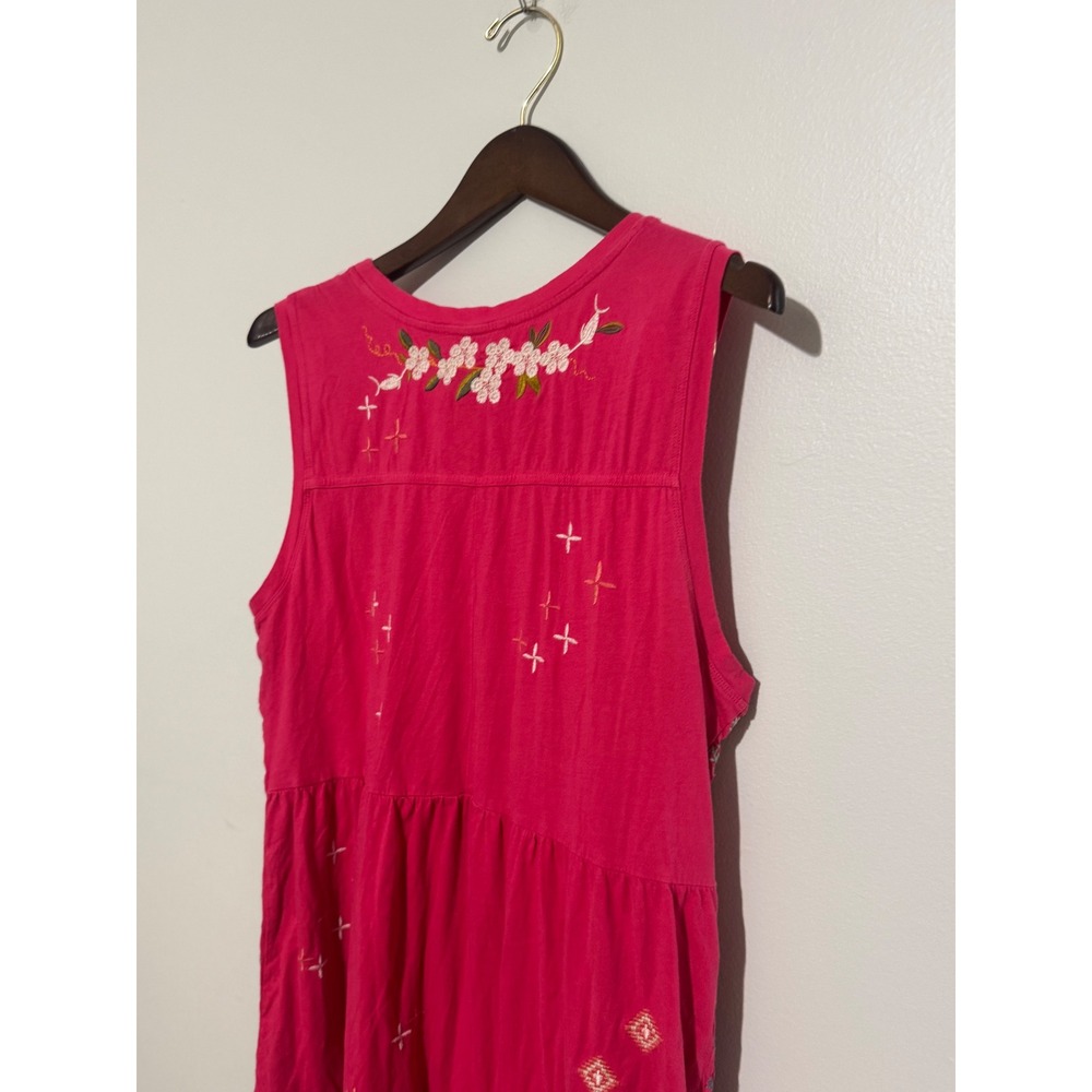 Johnny Was Ceretti Pink Embroidered Tiered Maxi Dress Womens XL Cotton J37723-4 - Picture 13 of 15